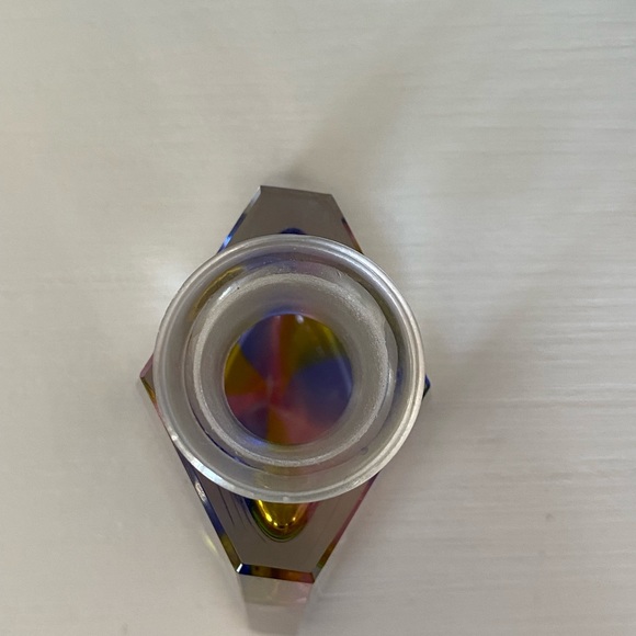 Vintage Irice Heavy Cut Glass Rainbow Perfume Bottle purple blue yellow - Picture 7 of 8